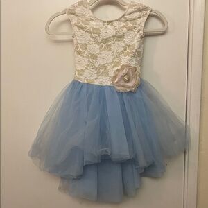 Weissman Cream and Blue Lace Dance Costume Childs size Small